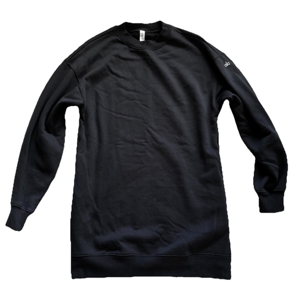 ALO Yoga Dresses & Skirts - ALO YOGA CITYSCAPE Black Crewneck Sweatshirt Dress Size Small Modern Comfy